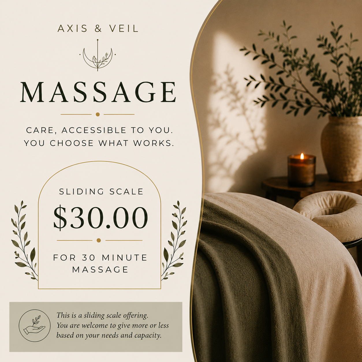 Community Rate Therapeutic Massage (30 mins)