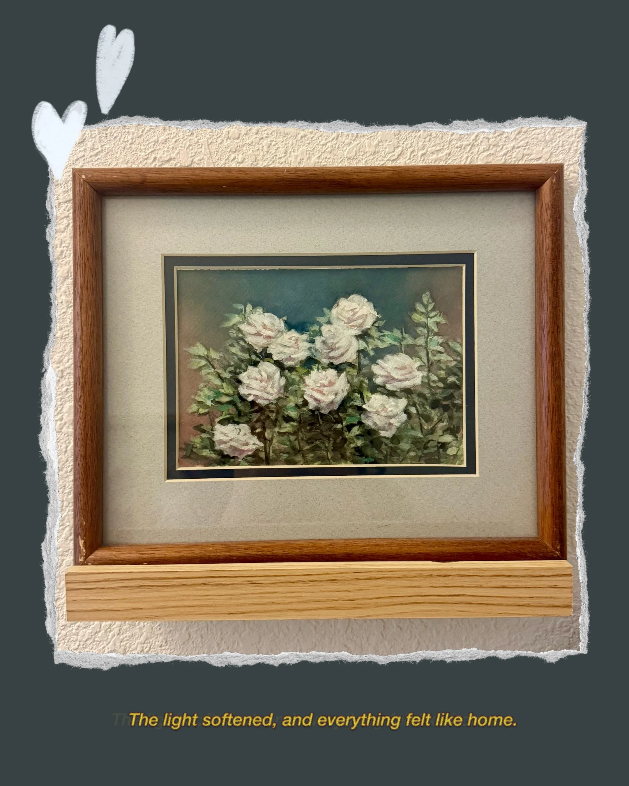 Original artwork that I never got around to posting&hellip; until now!! I hope you like it. Looking at this painting after so long I can appreciate the subtleties in the background colors and contrast of the white flowers against the dark green leave