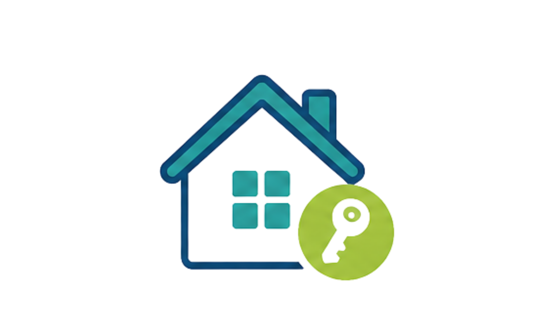 A graphic of a house outline in blue with a green circular arrow around a person silhouette inside the house.