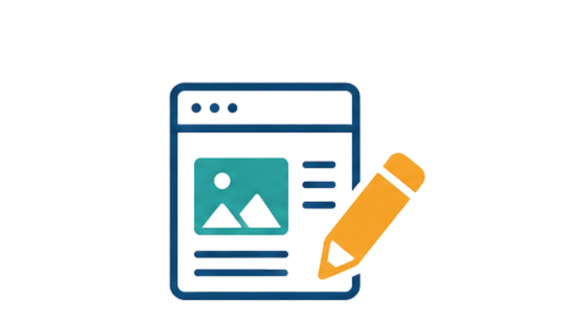 Outline of a smartphone displaying an image gallery with a mountain and sun icon. Next to the phone, an orange marker or pen is shown.