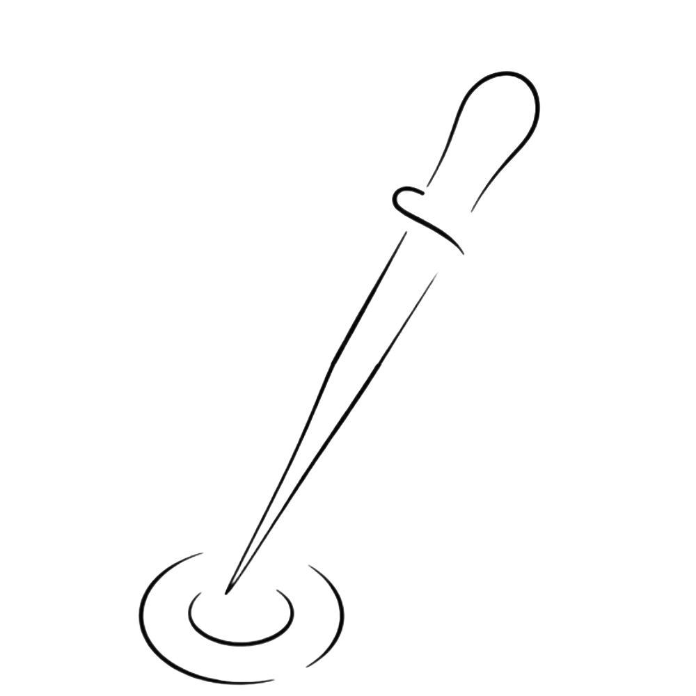 Line drawing of a colour pipette to represent colour accurate printing