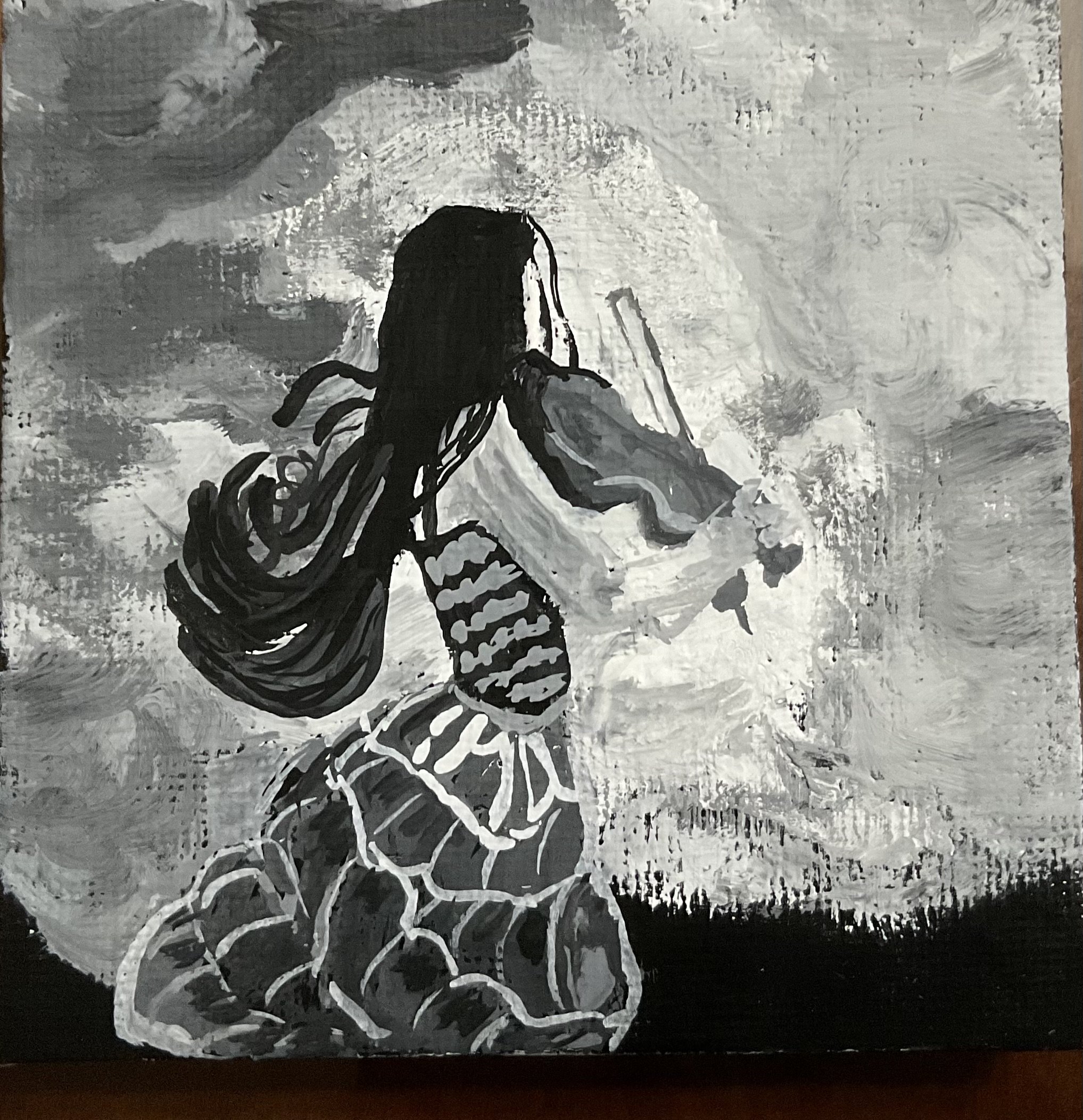 Where the Music Takes Her, original artwork by Rebekah Crager exploring emotion, imagination, and the transformative power of music.