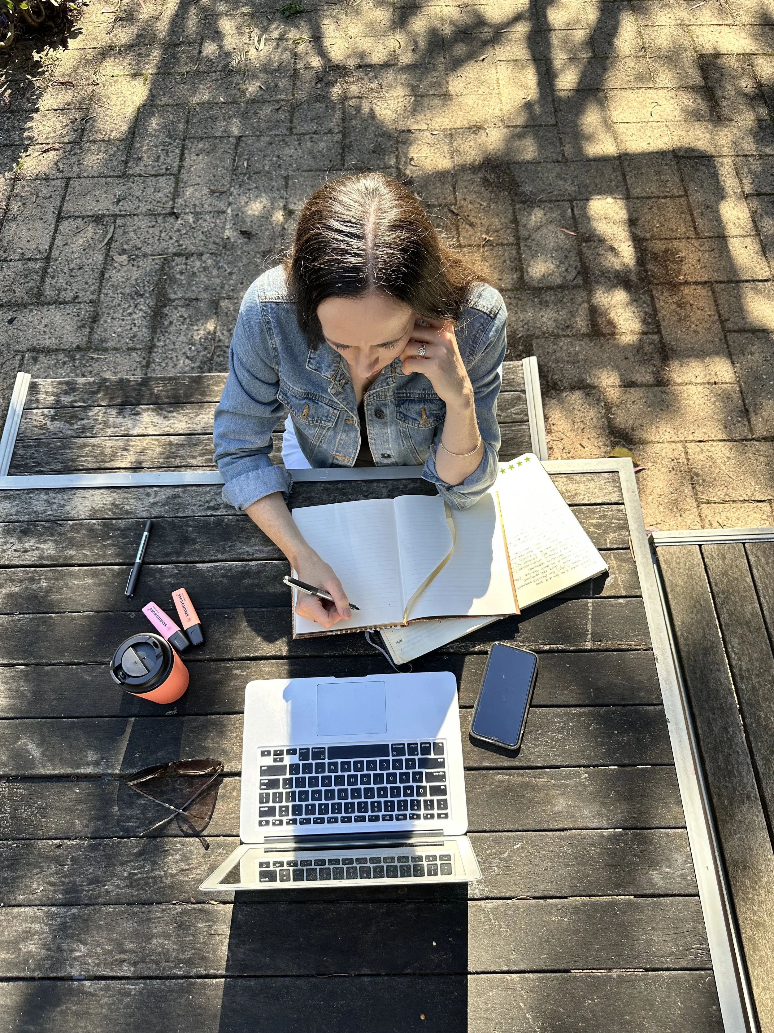 Close-up of Rachael Whitsed, copywriter and content writer, at work