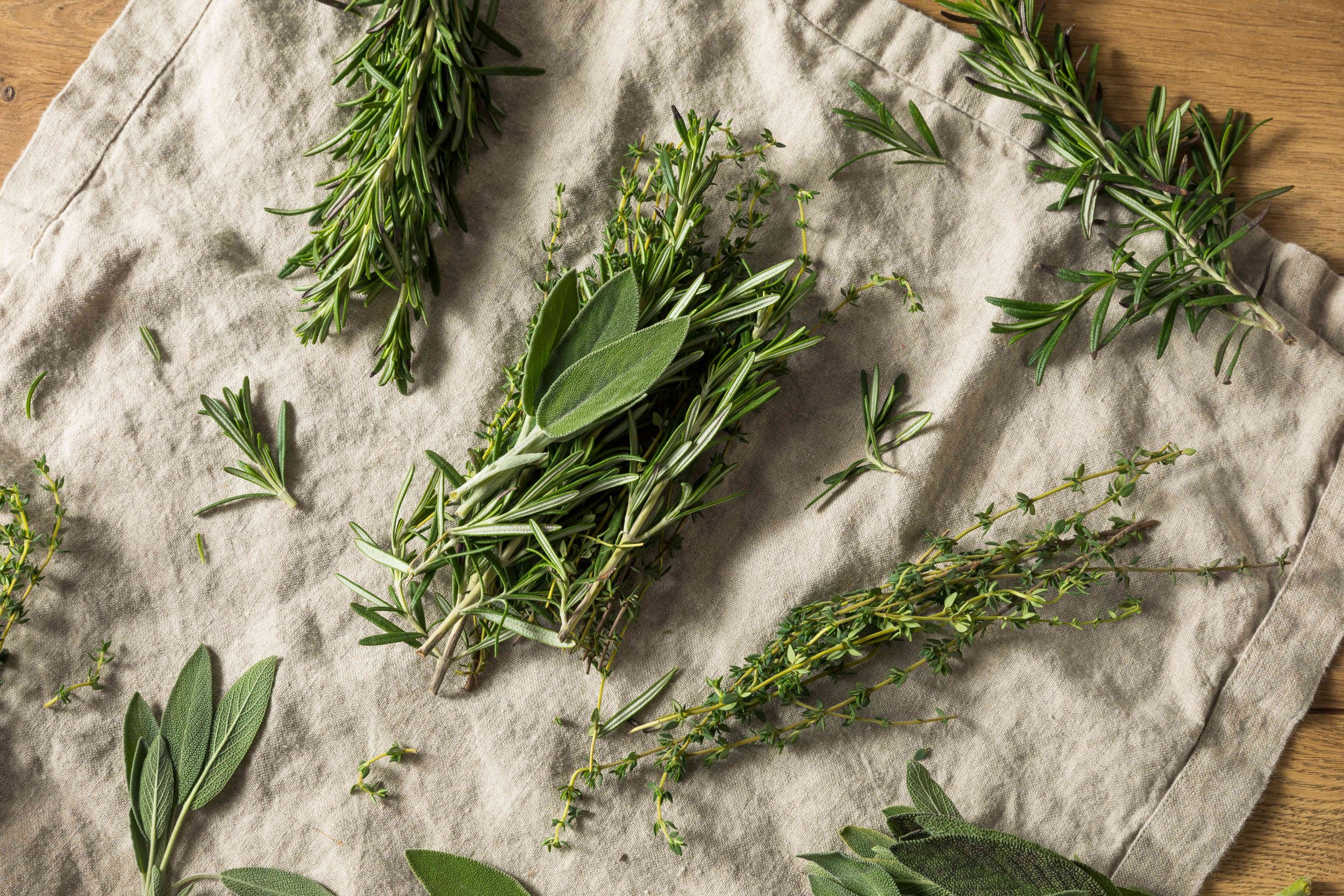 Herbs on a cloth