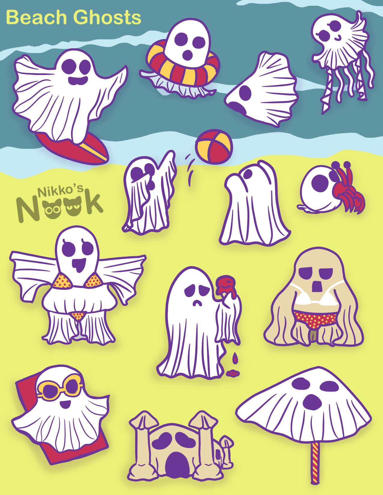 Beach ghosts sticker sheet.png