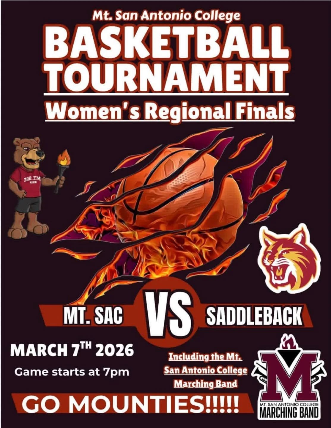 Women's Regional Finals! Come out and show support!! #wearemtsac #marchingband #womensbasketball🏀