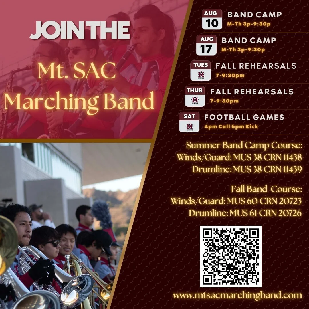 It&rsquo;s that time! Come join us for band camp and the fall season! Be a Mountie!

#mtsacmarchingband @mtsac @mtsac_athletics