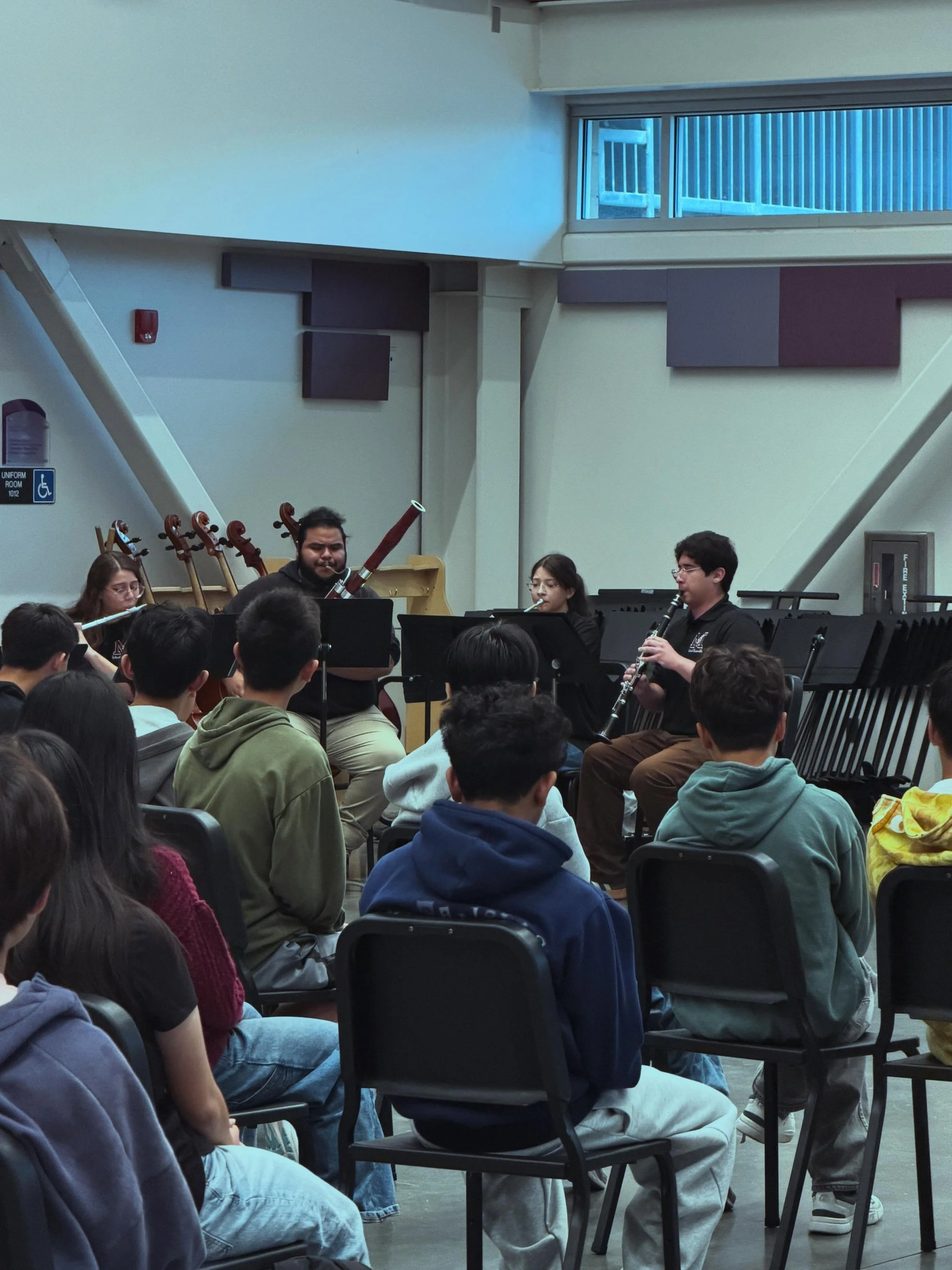 The Mt. San Antonio College Woodwind Quintet performed for the music classes at Diamond Bar High School, showcasing the artistry and versatility of chamber music while connecting with the next generation of student musicians.

#mtsacmusic #community