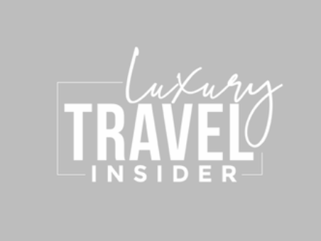 Gray background with white text reading 'luxury TRAVEL INSIDER' in stylish font.