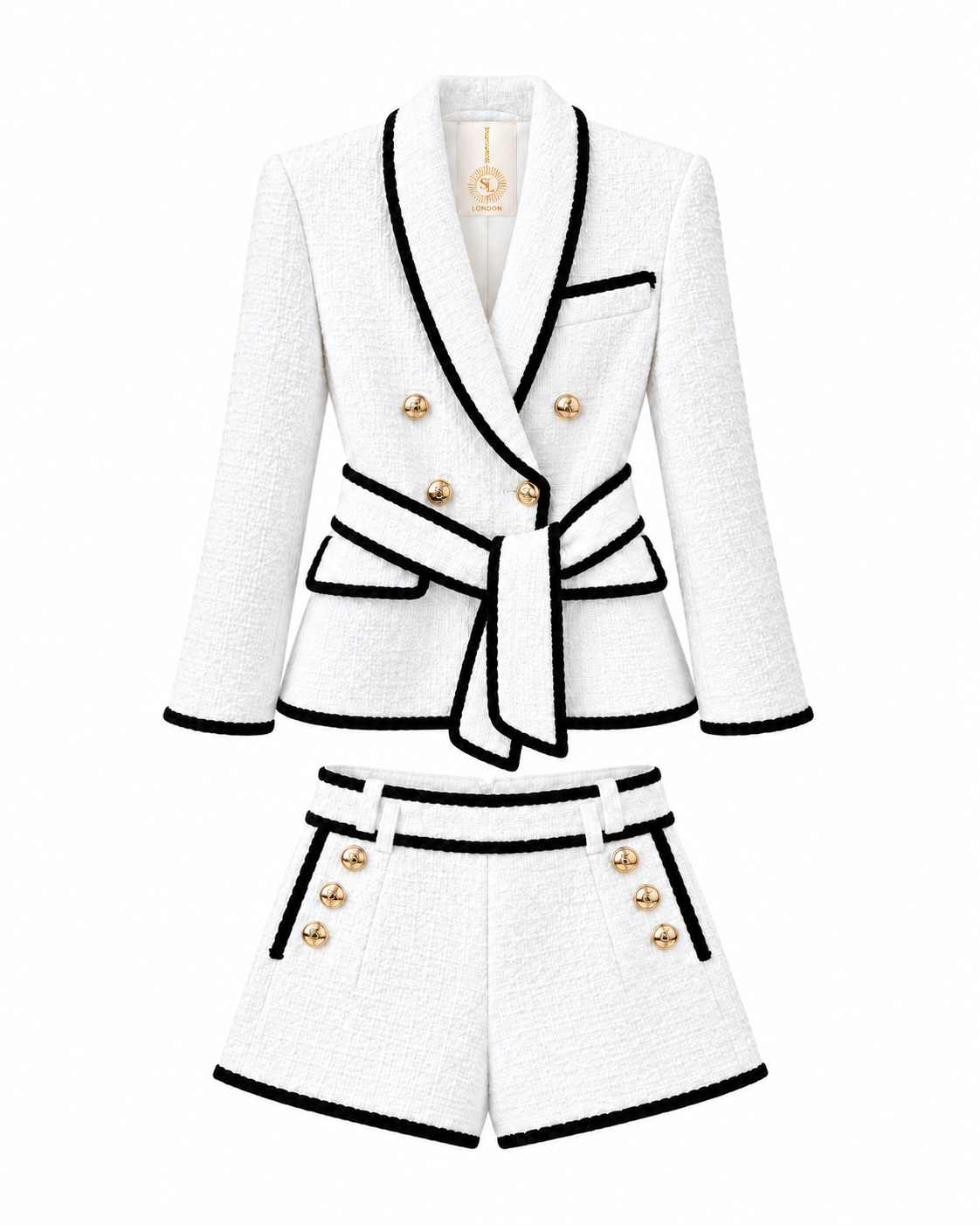 White Bouclé Blazer and Shorts Set.png