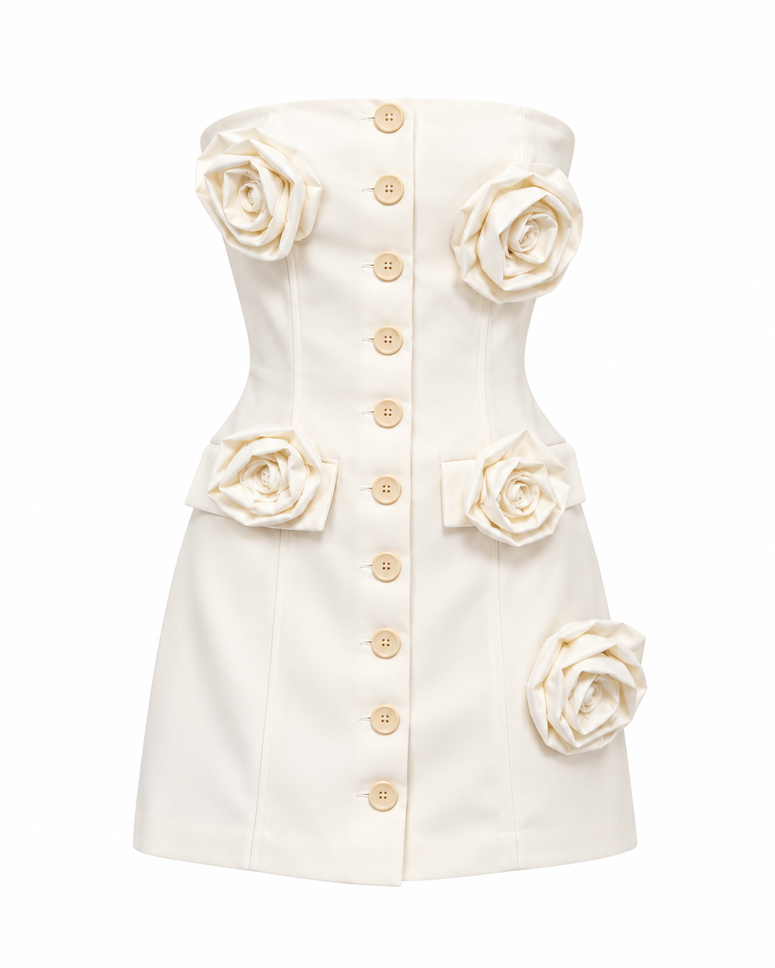 Floral Applique Strapless Mini Dress