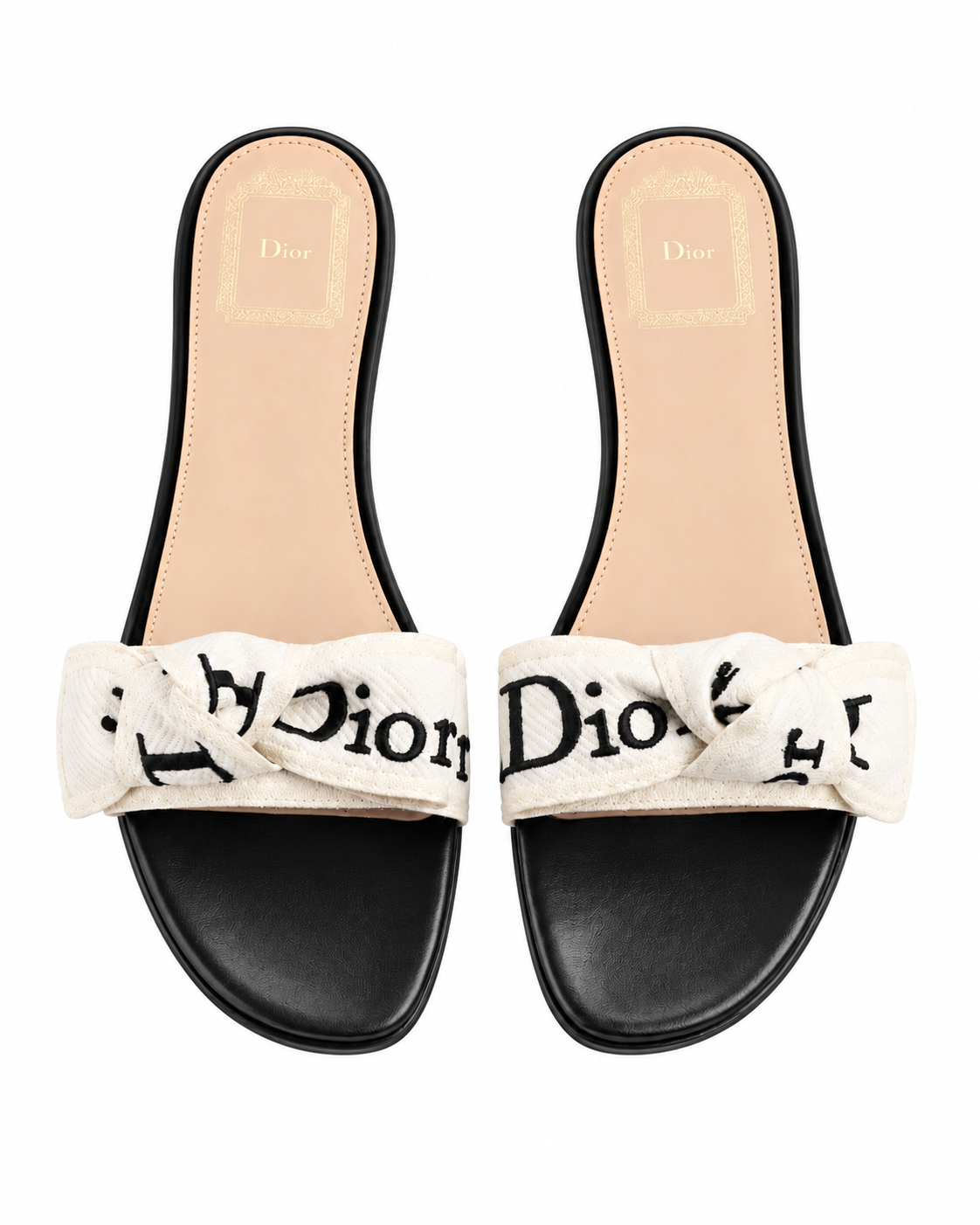 Dior Ivory Bow Slide Sandals.png