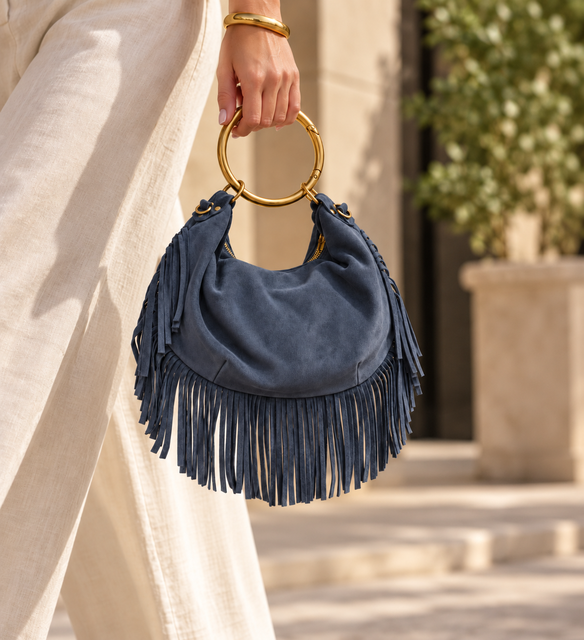 Sunlit Navy Fringe Handbag and Linen Outfit.png
