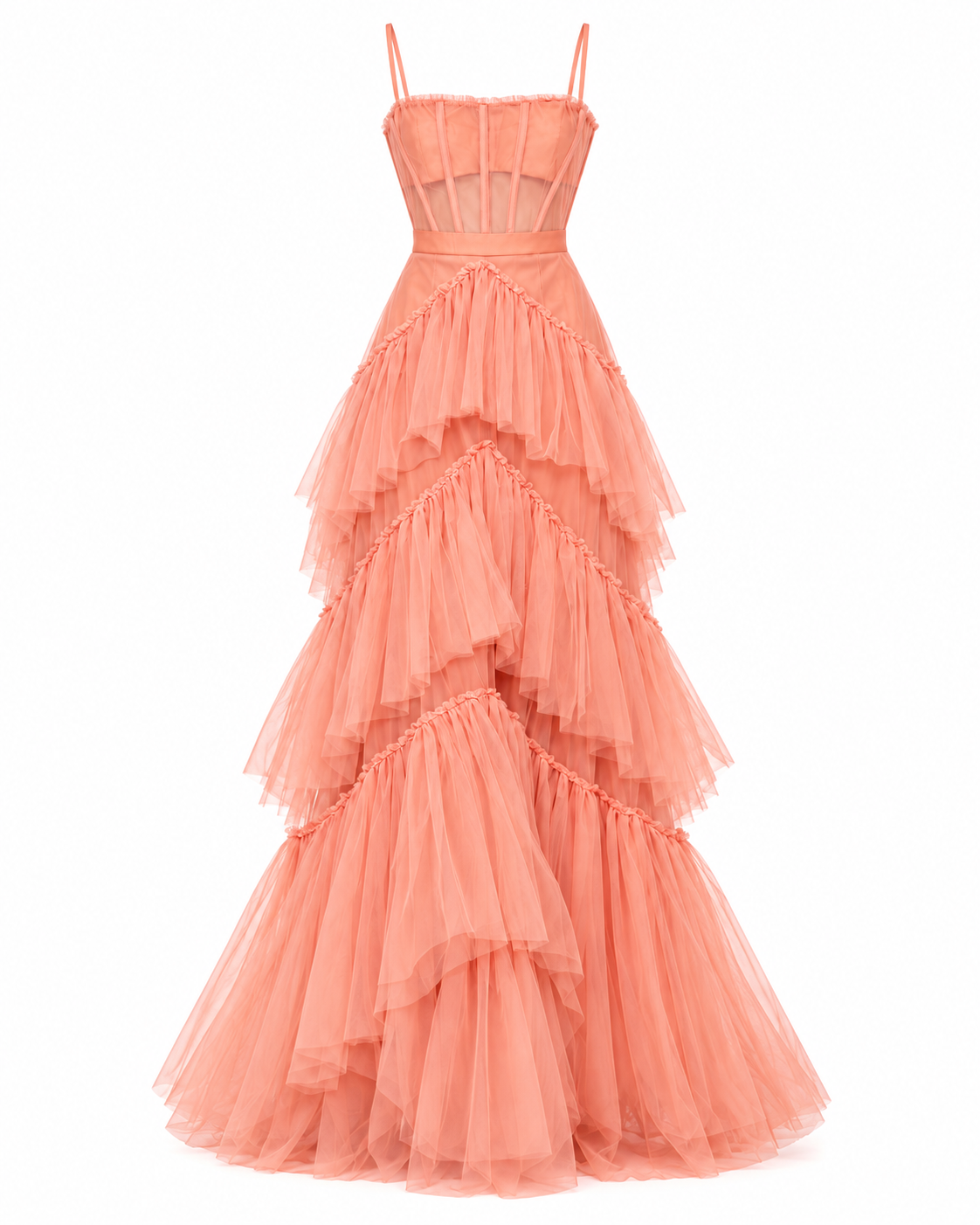 Coral Cascading Tulle Tiered Gown.png