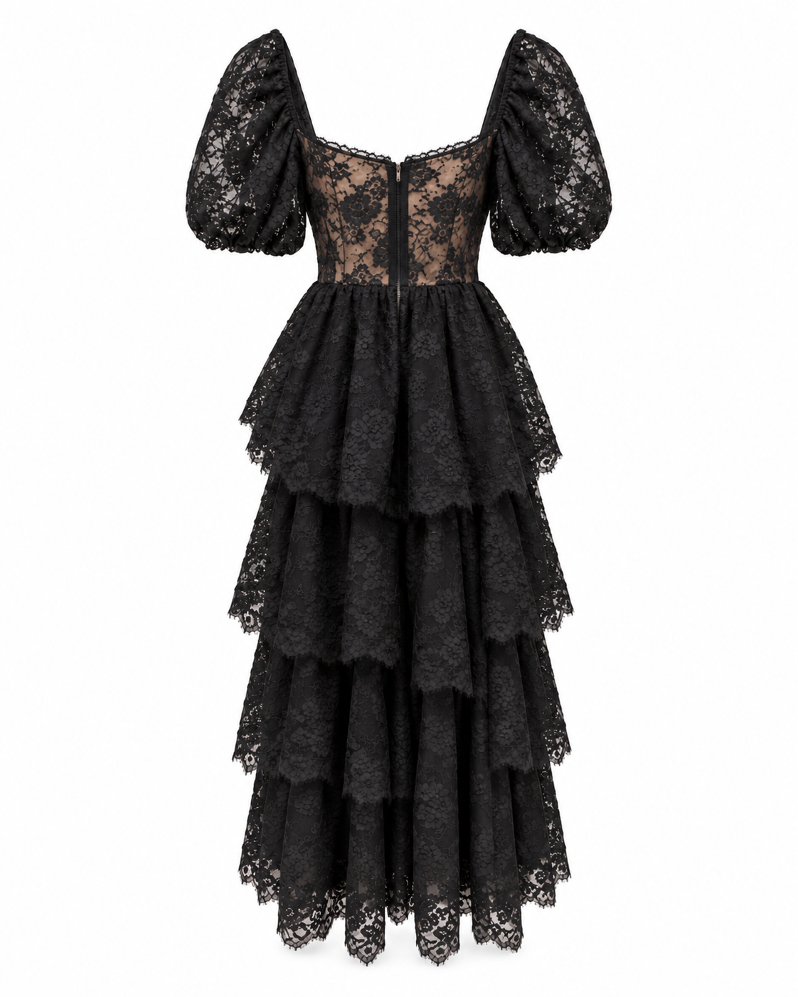 Back View of Black Lace Tiered Gown.png