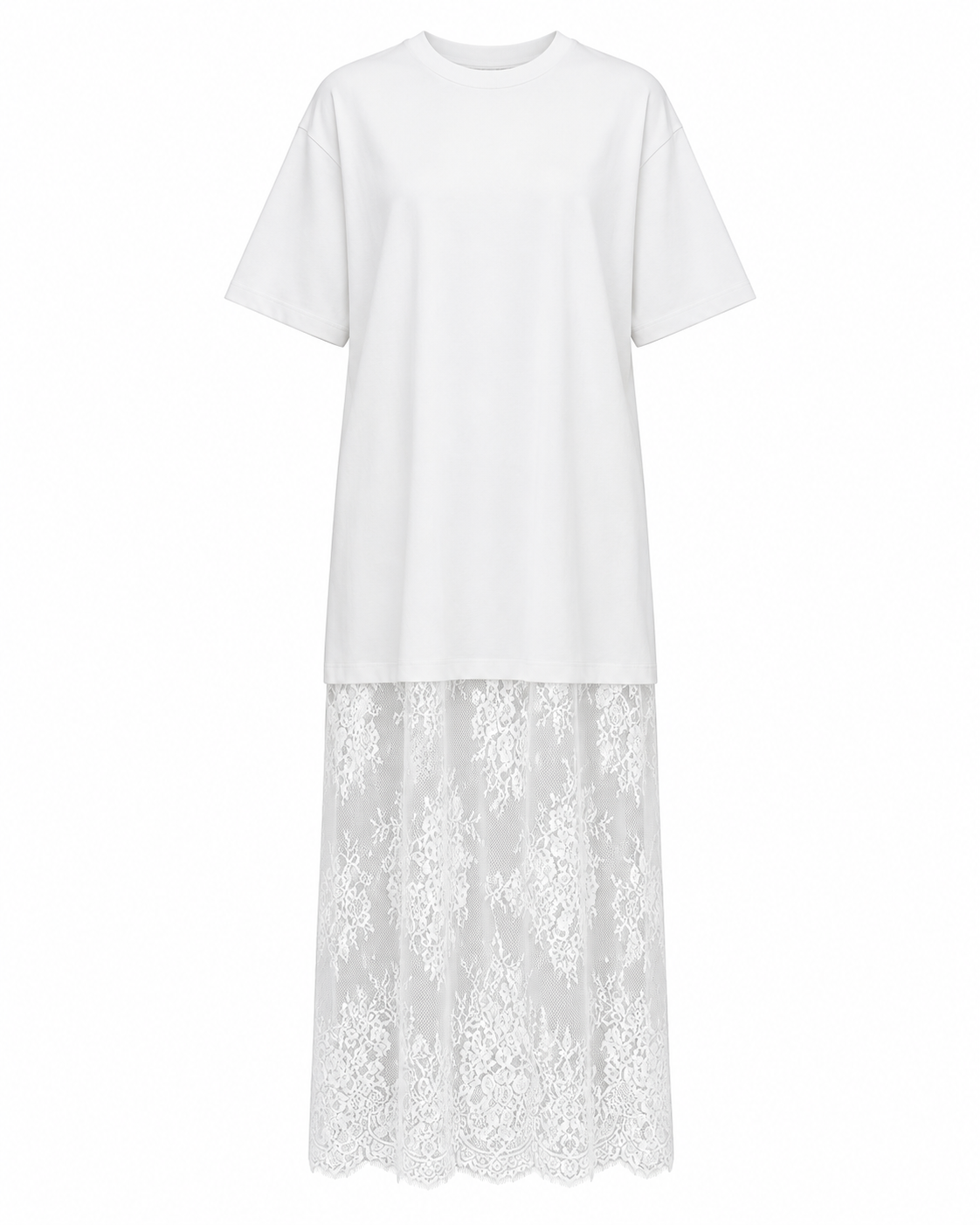 White Tunic Dress with Sheer Lace Extension.png