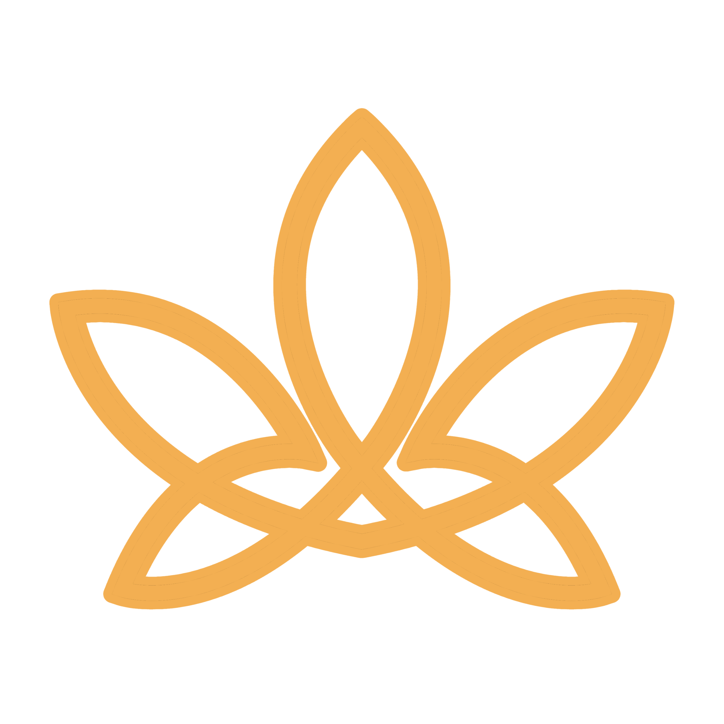 Gold geometric leaf on black background.