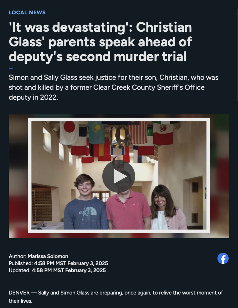 The Glass family spoke with 9NEWS's Marissa Solomon and Steve Staeger first ahead of the second trial for the man accused of murdering their son.