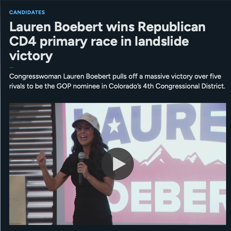 Again, if you're covering Colorado, there's a good chance you're covering Rep. Lauren Boebert.