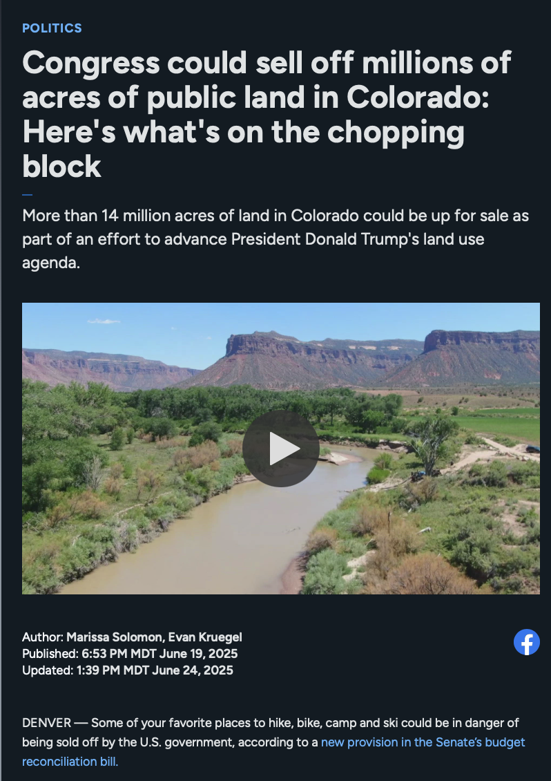 As a state, Colorado's entire personality revolves are public access to the outdoors. This is why Coloradans should care what happens to it.
