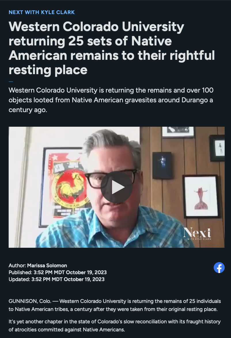 While there will never be a way to fully correct the errors of the past when it comes to Colorado's mistreatment of Indigenous people, we followed an effort to heal historic hurt.