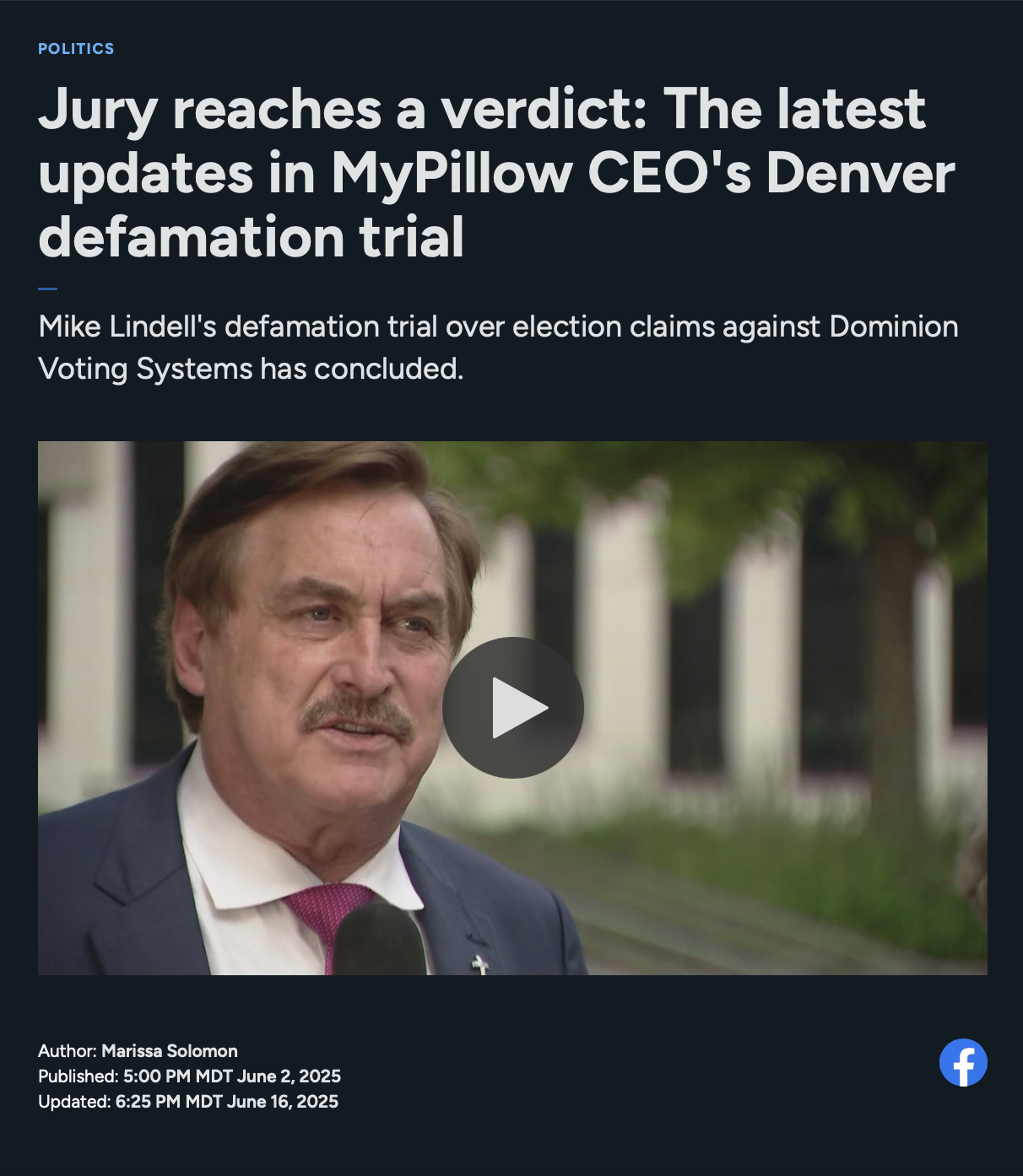 A colorful and occasionally irreverant day-by-day blog of MyPillow CEO Mike Lindell's Denver defamation trial, from opening statements to verdict day. 