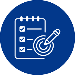 Checklist with three items and a target with a pencil hitting the center