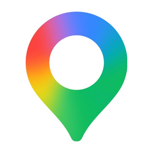 Ícono de un marcador de ubicación con colores en degradado, de rosa a verde.