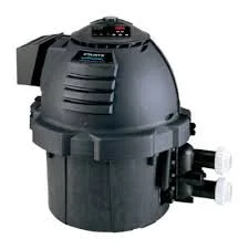 A black robotic device with control buttons on top and two white knobs on the side.
