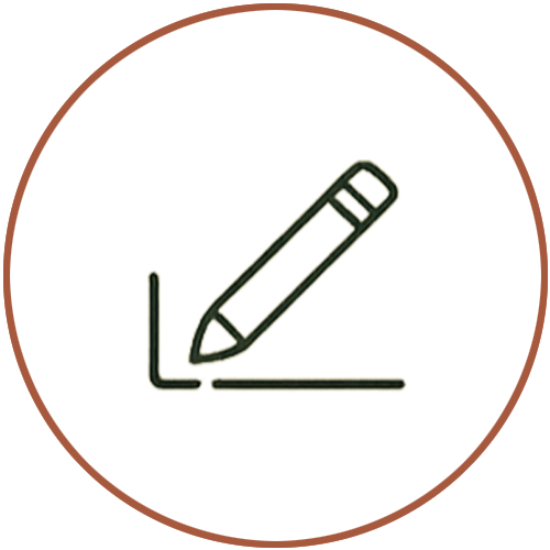 Graphic of a pencil drawing an L-shape on a surface.
