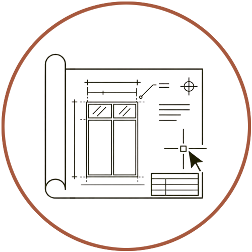 A pixel art-style drawing of an indoor scene featuring a window, a bookshelf, and a desk with a plant, set against a brown background.