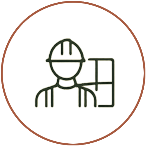 Icon of a construction worker wearing a hard hat, with a window in the background.
