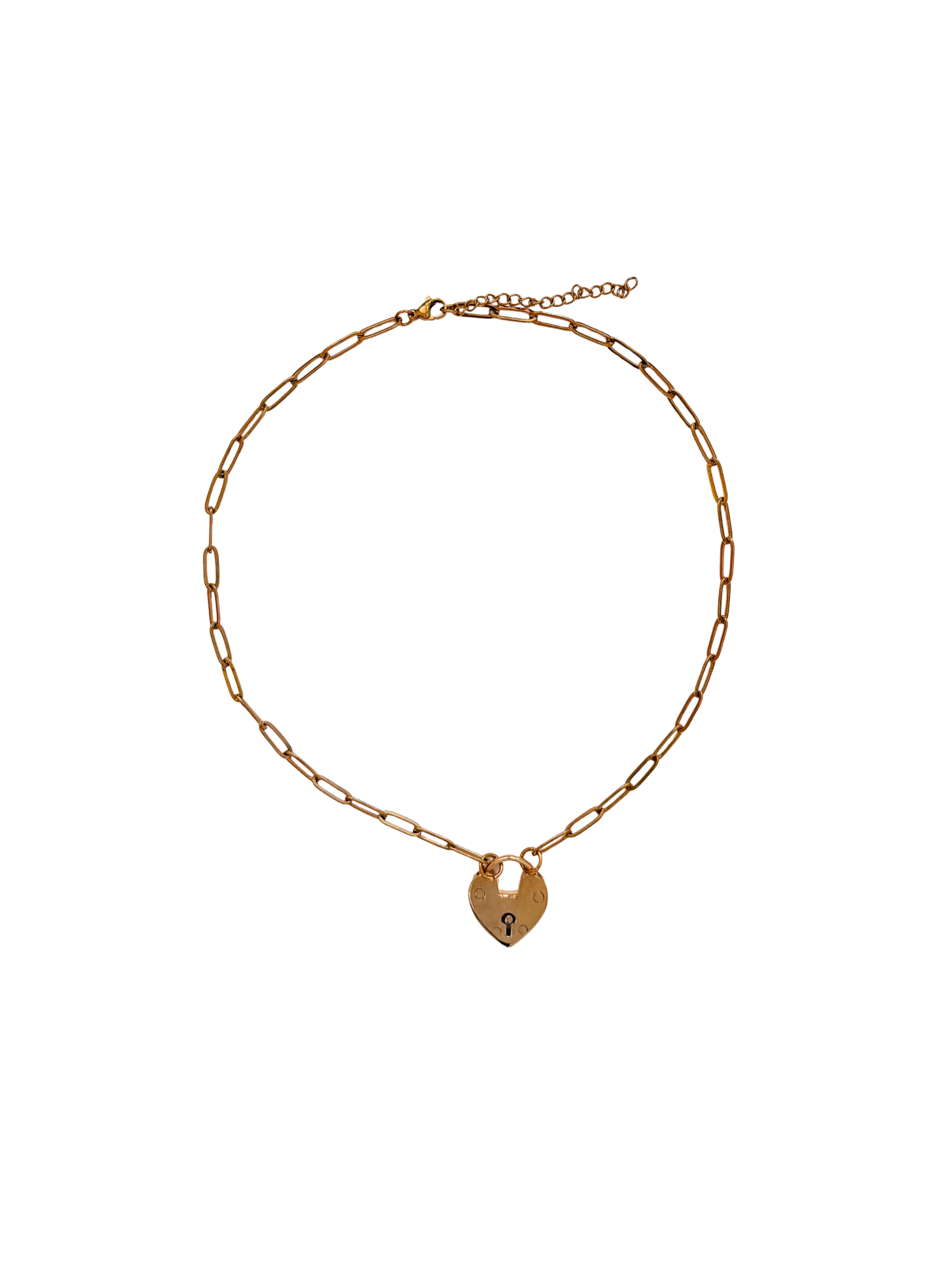 Heart Lock Necklace, gold chain necklace with heart lock pendant