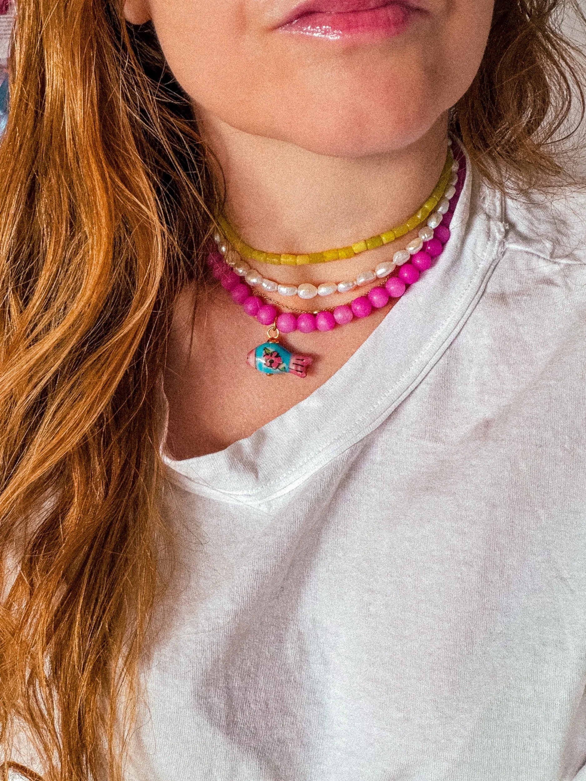Chartreuse Dream Choker, yellow-green beaded choker necklace