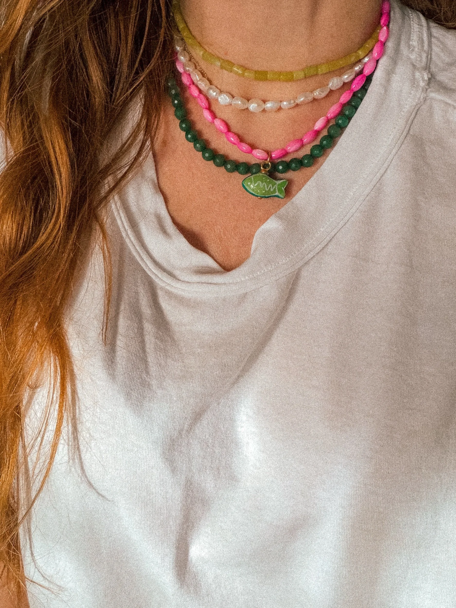 Chartreuse Dream Choker, yellow-green beaded choker necklace