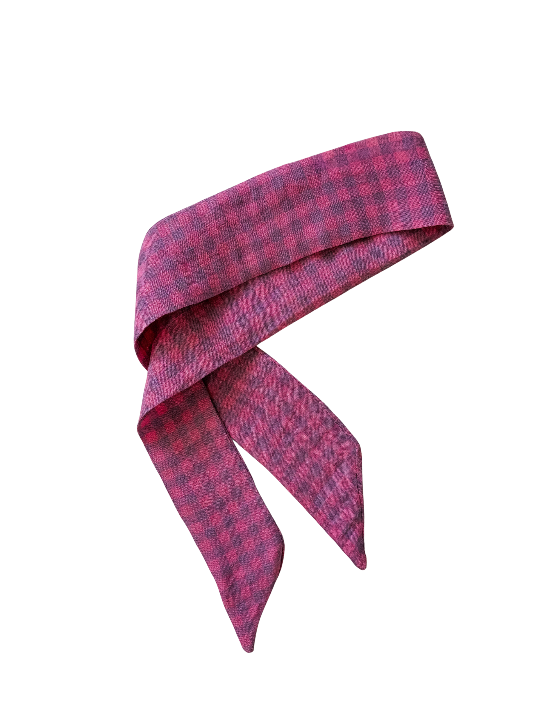 Rose Check Twilly, pink checkered bag scarf