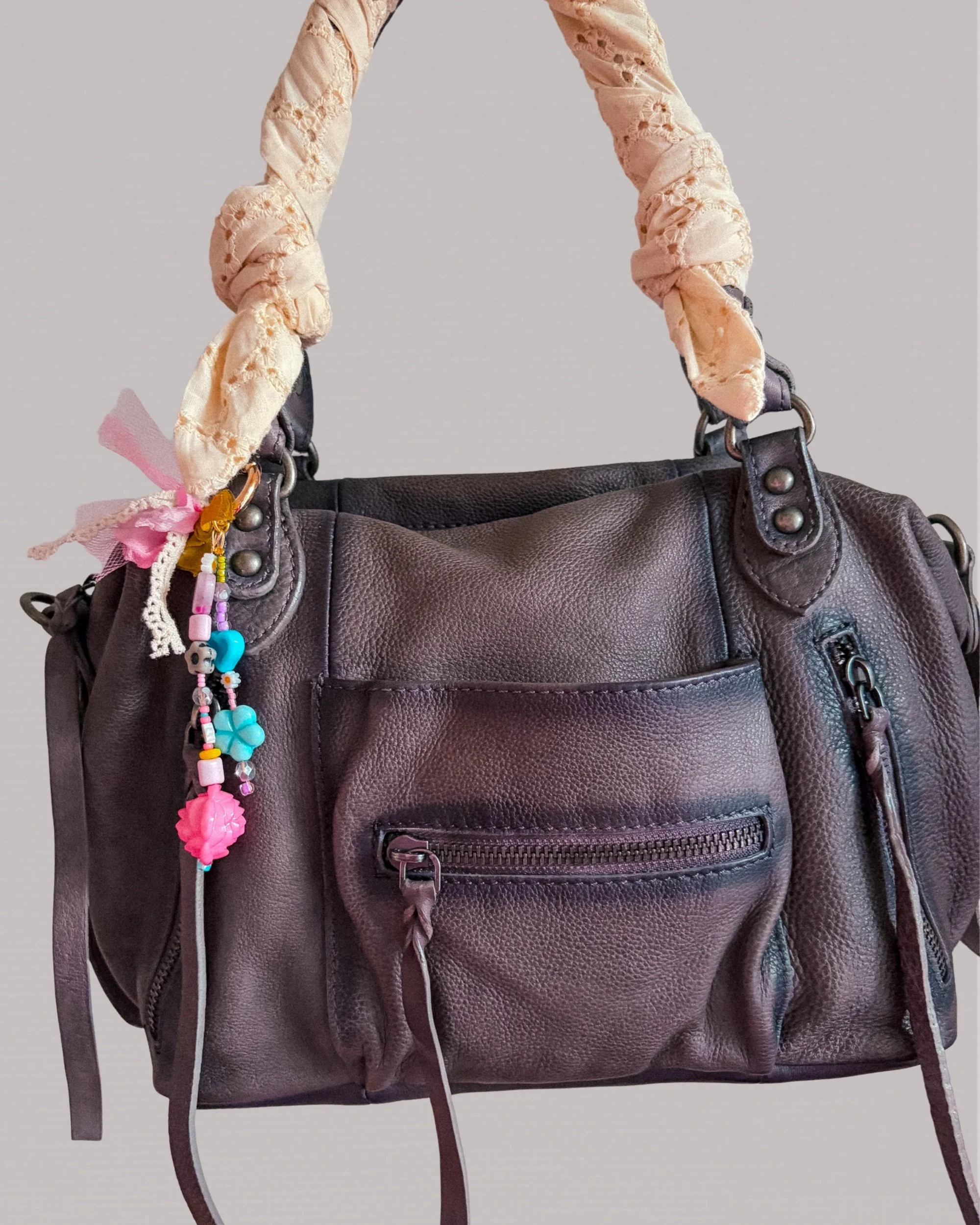 Eyelet Cream Twilly, cream eyelet lace bag scarf
