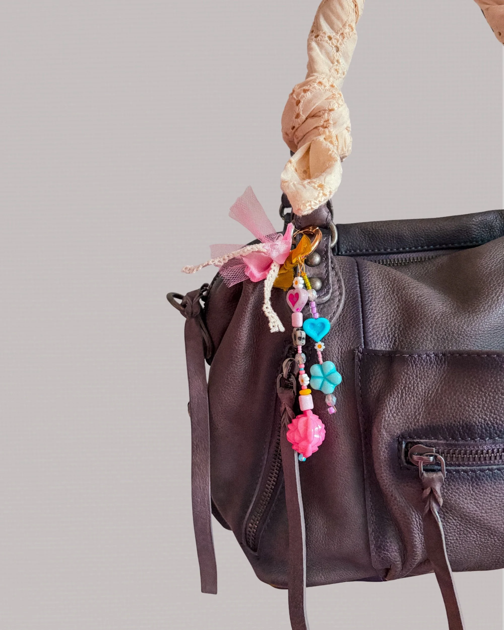 Eyelet Cream Twilly, cream eyelet lace bag scarf