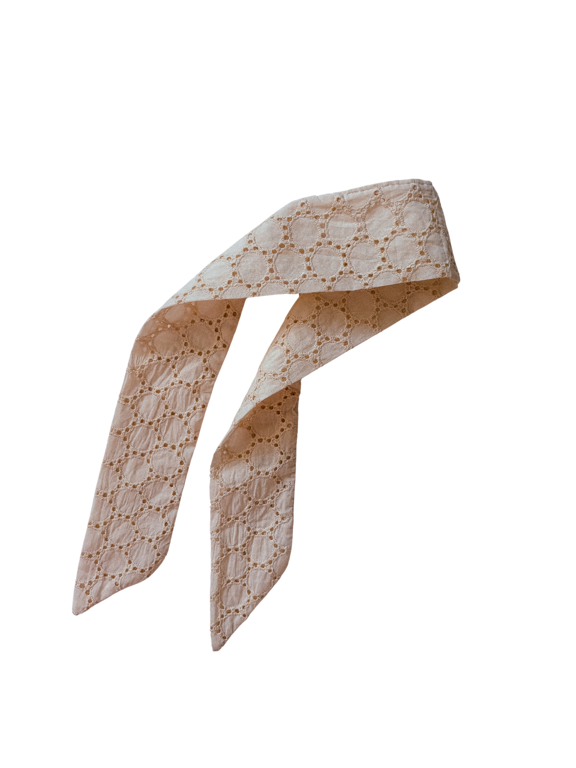 Eyelet Cream Twilly, cream eyelet lace bag scarf