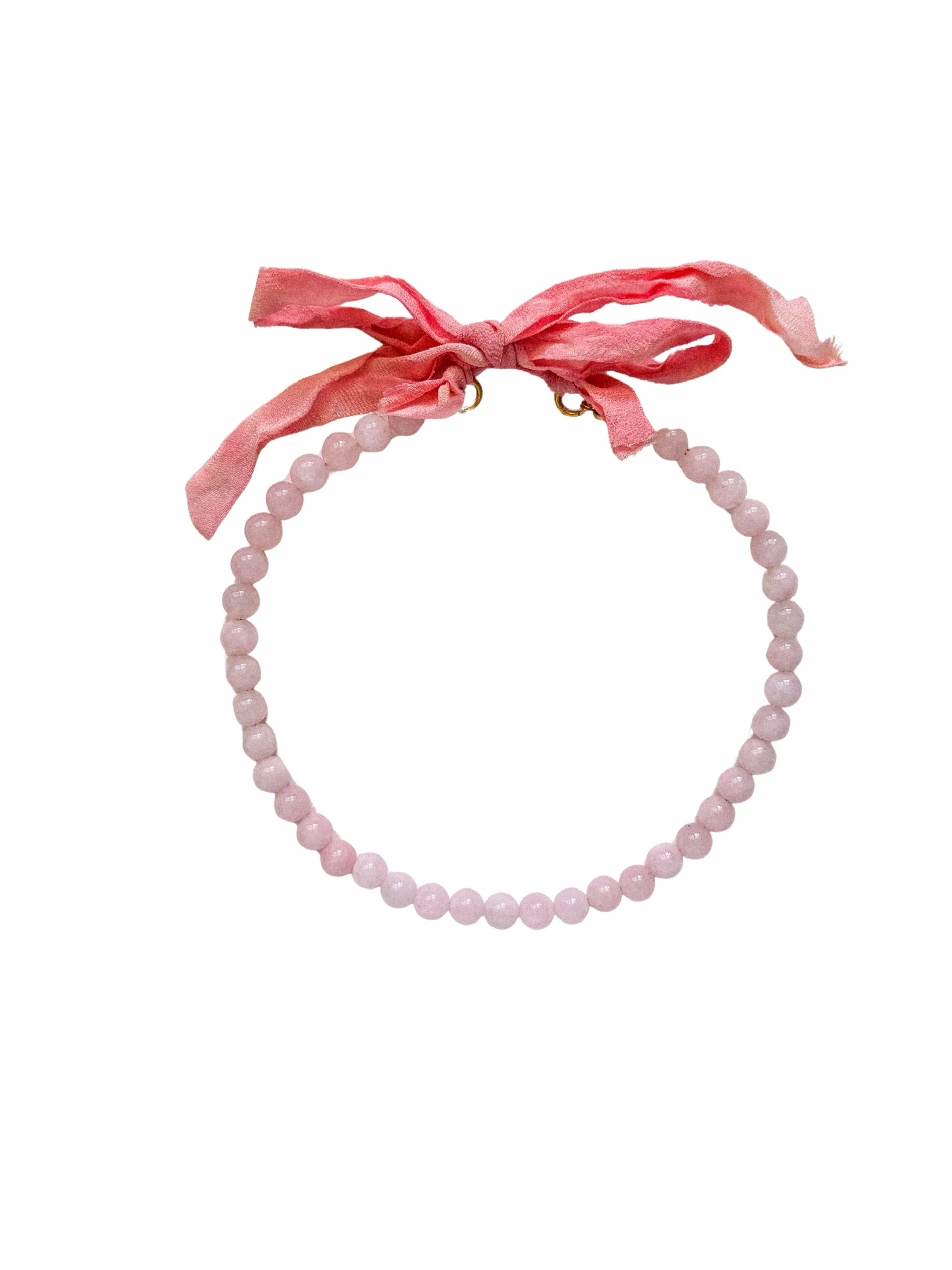 Petal Blush Bow Beaded Necklace