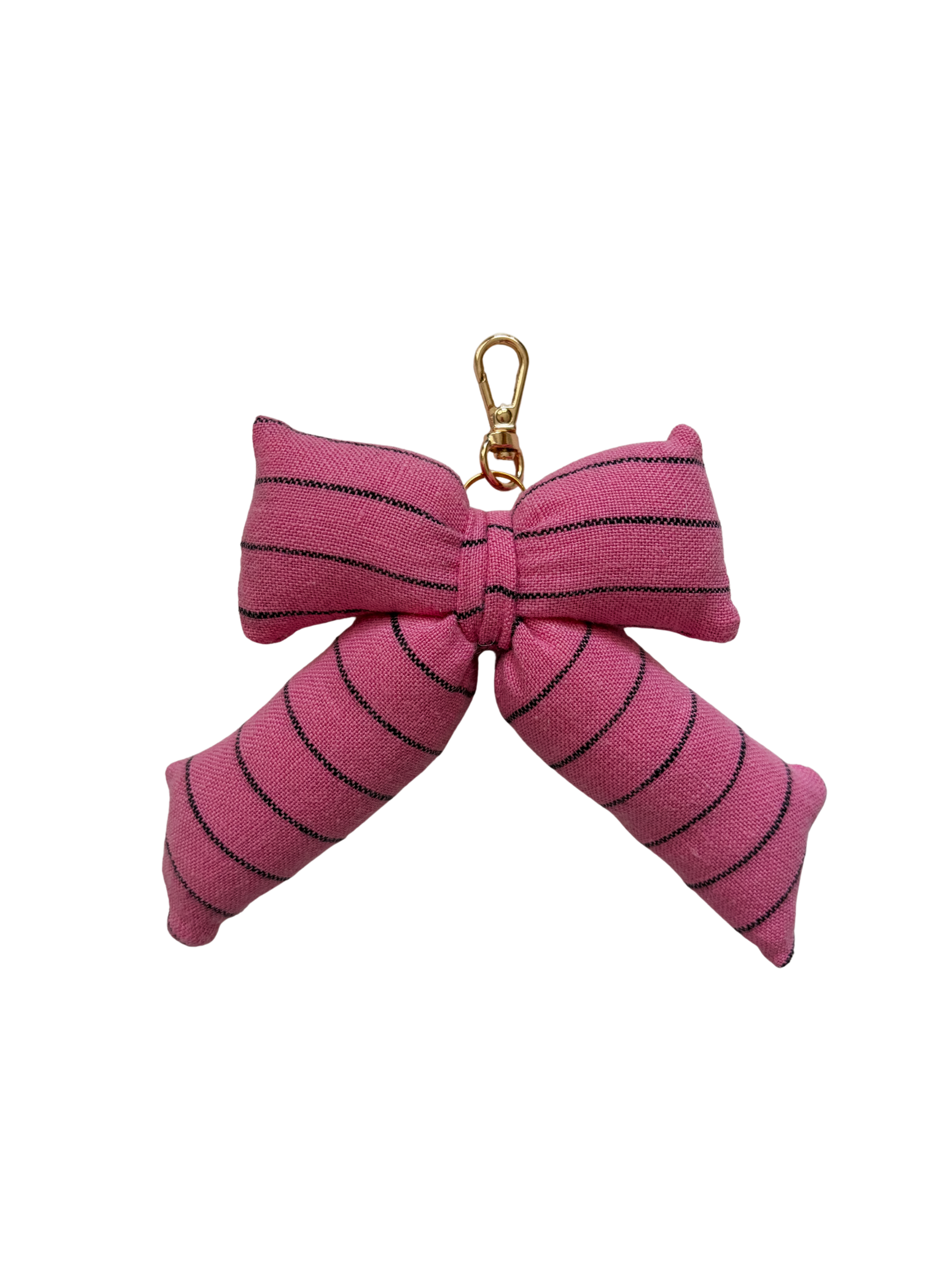 Berry Striped Puffy Bow Bag Charm