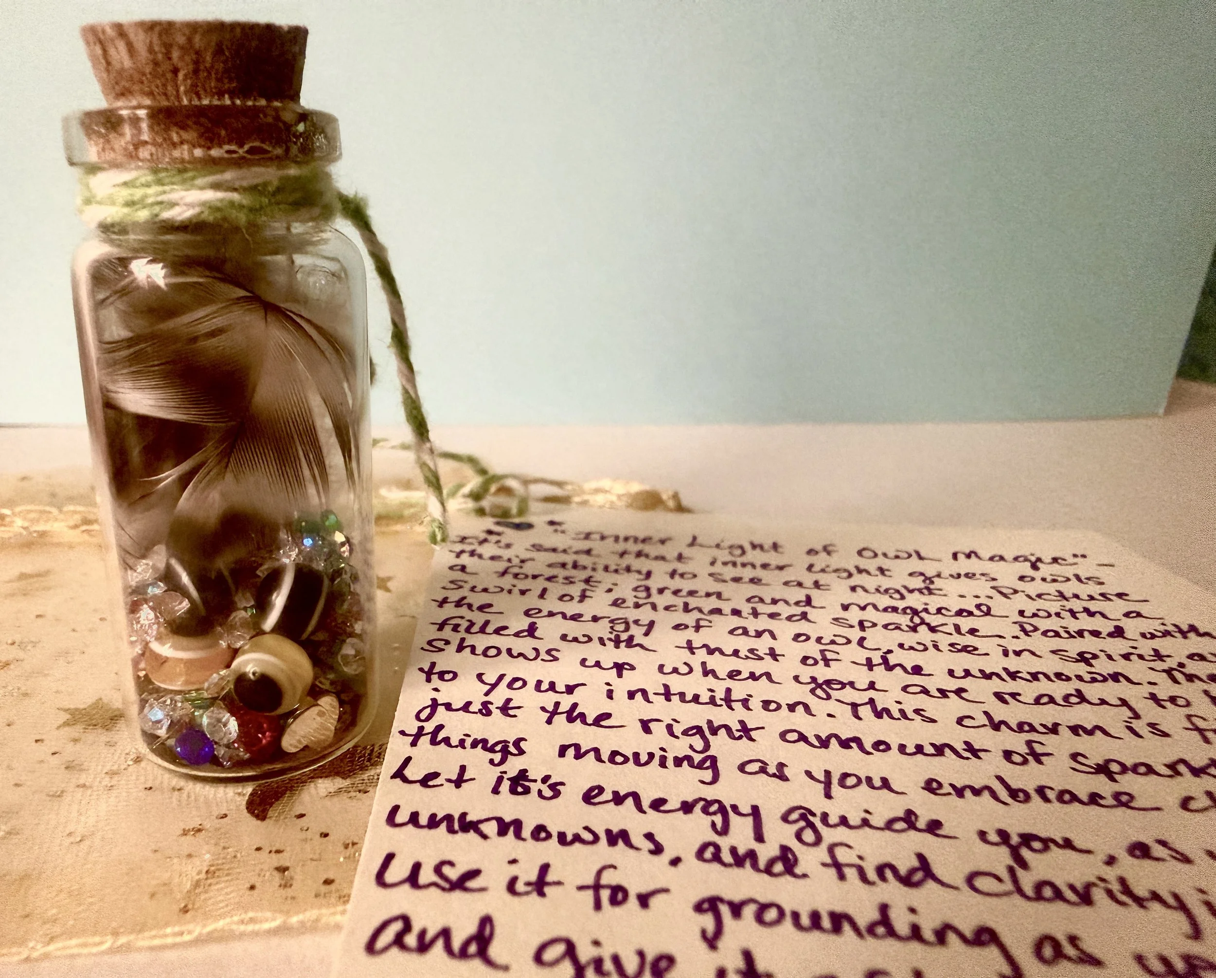 Handmade Mini Essence of Nature Bottle: "Inner Light of Owl Magic."