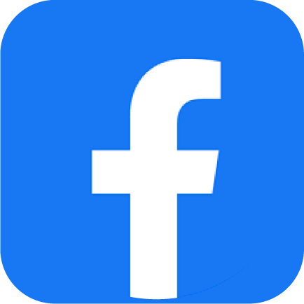 Facebook logo with white 'f' on a blue background.