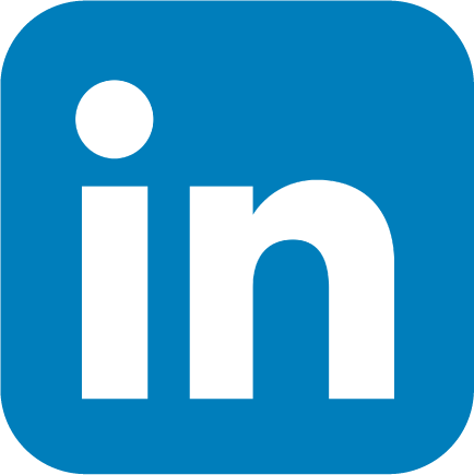 LinkedIn logo with a blue square background and white lowercase 'in' text