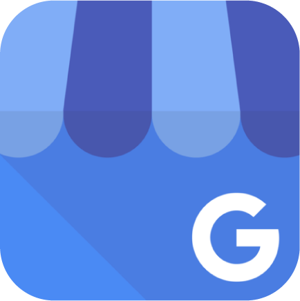 Google logo with a blue background and stylized umbrella design.