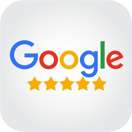 Google logo with five yellow stars underneath