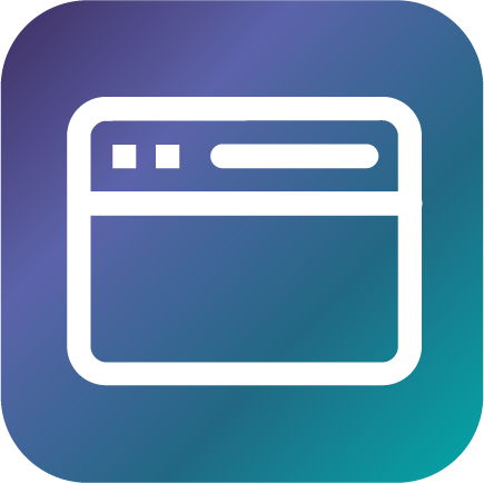 Icon of a web browser window with a search bar and menu buttons.