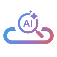AI illustration with a magnifying glass, sparkles, and colorful gradient background