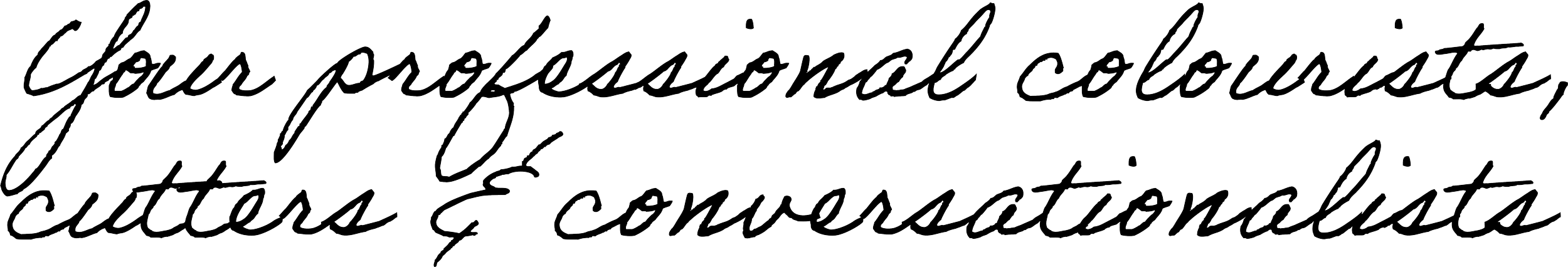 Black cursive text reading "Your professional couriers, cutters & conversationalist" on a transparent background.