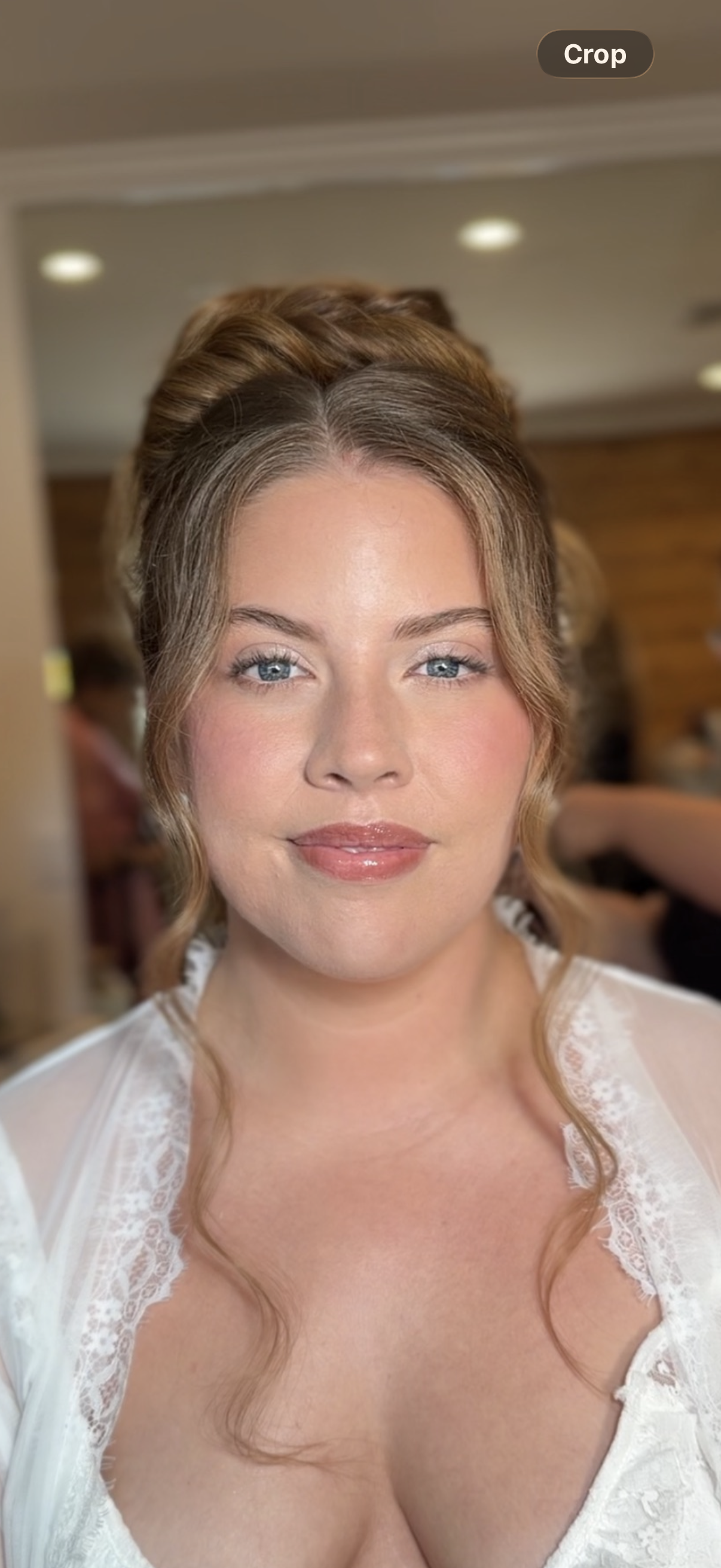 Soft glam bridal makeup and romantic updo for a wedding at Lions Park in Carpinteria, CA
